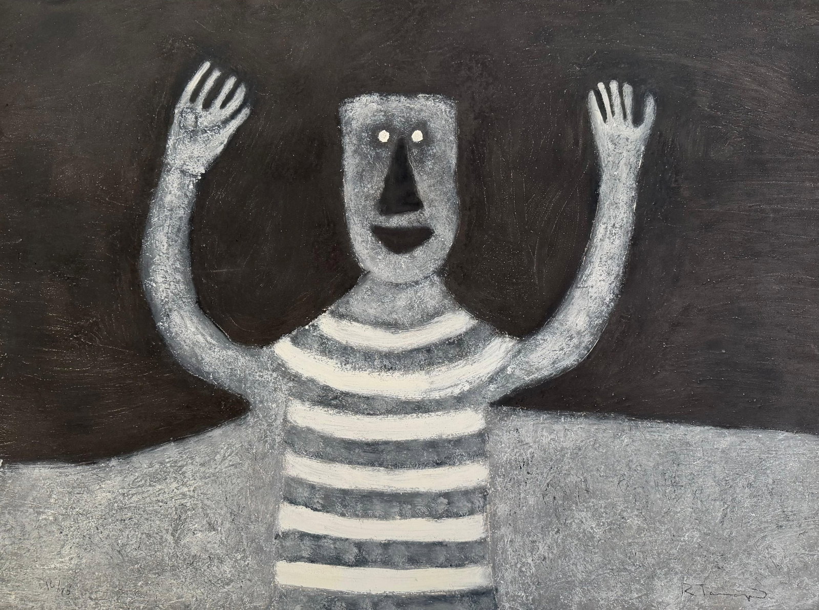 Rufino Tamayo, Personaje en Fondo Negro, Etching: Artist: Rufino Tamayo, Mexican (1899 - 1991) Title: Personaje en Fondo Negro Year: 1976 Medium: Etching, signed and numbered in pencil Edition: 16/75 Size: 30 x 22 in. (76.2 x 55.88 cm) Publisher: Edi
