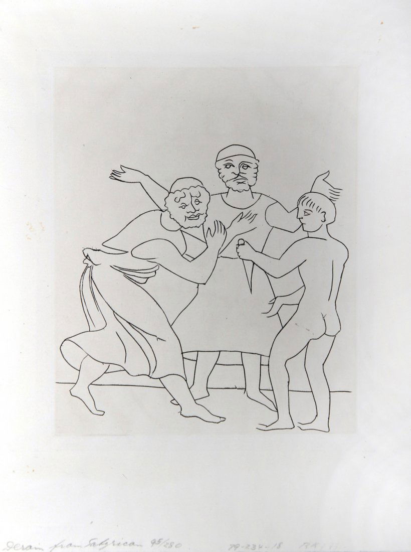 Andre Derain, From Le Satyricon, Etching: Artist: Andre Derain, French (1880 - 1954) Title: From Le Satyricon Year: 1951 Medium: Etching, signed and numbered in pencil Edition: 95/280 Image Size: 12 x 10 inches Size: 17 x 13 in. (43.18 x 33.0