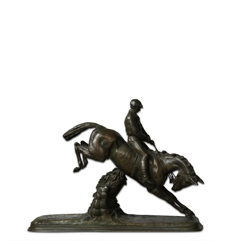 Charles Valton, Man on Horse, Bronze Sculpture: Artist: Charles Valton (1851 - 1918) Title: Man on Horse Medium: Bronze Sculpture Size: 13 x 17 x 4 in. (33.02 x 43.18 x 10.16 cm)