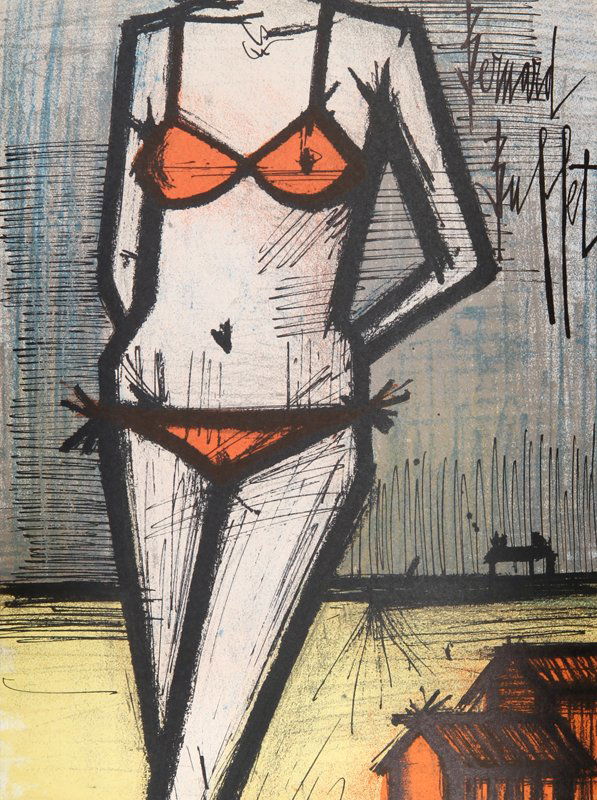 Bernard Buffet, La Plage, Lithograph: Artist: Bernard Buffet, French (1928 - 1999) Title: La Plage Year: 1968 Medium: Lithograph, signed in the plate Size: 14 in. x 10 in. (35.56 cm x 25.4 cm)