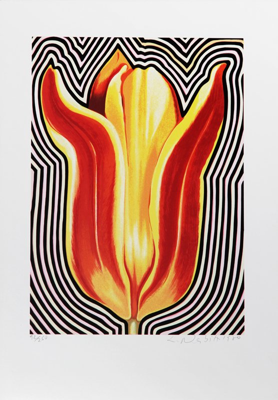 Lowell Blair Nesbitt, Electric Tulip, Serigraph: Artist: Lowell Blair Nesbitt, American (1933 - 1993) Title: Electric Tulip Year: 1980 Medium: Serigraph, signed and numbered in pencil Edition: 250 Image Size: 16 x 11 inches Size: 22 x 15 in. (55.88 