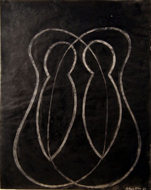 Robin Hill, Abstract Figures, Drawing on Waxed Vellum: Artist: Robin Hill, American (1955 - ) Title: Abstract Figures Year: 1988 Medium: Drawing on Waxed Vellum, signed and dated Size: 14 x 11 in. (35.56 x 27.94 cm)