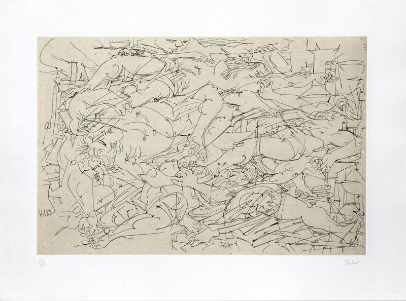 Dimitri Petrov, Etching and Chine Colle: Artist: Dimitri Petrov, American (1919 - 1986) Title: Untitled Etching 1 Year: circa 1972 Medium: Etching and Chine Colle, signed and numbered in pencil Edition: 25 Image Size: 16 x 23.5 Size: 22.5 x