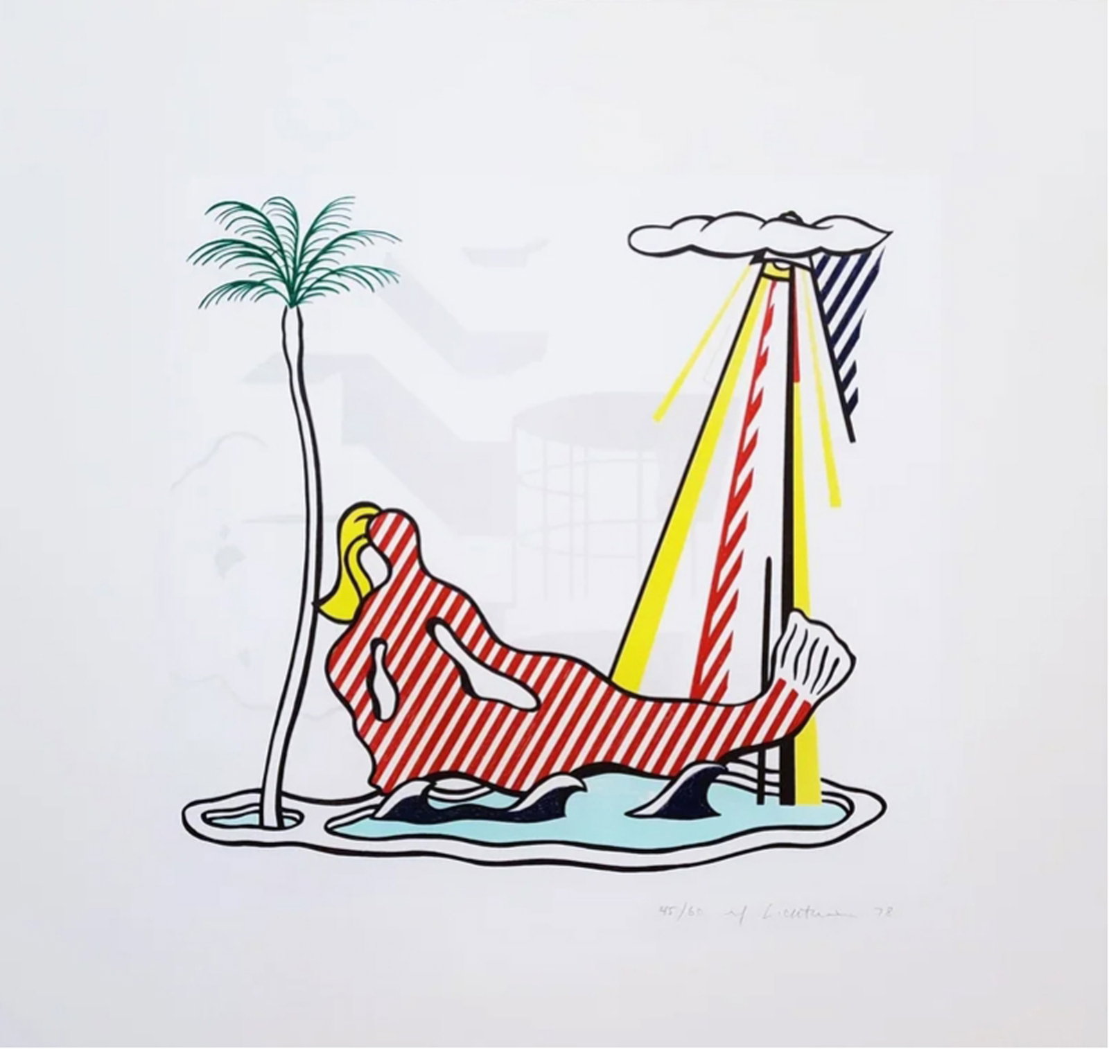 Roy Lichtenstein, Mermaid C.158, Lithograph: Artist: Roy Lichtenstein, American (1923 - 1997) Title: Mermaid C.158 Year: 1978 Medium: Lithograph on Arches, signed and numbered in pencil Edition: 45/60 Image Size: 17 x 18 inches Size: 25 x 26 in.