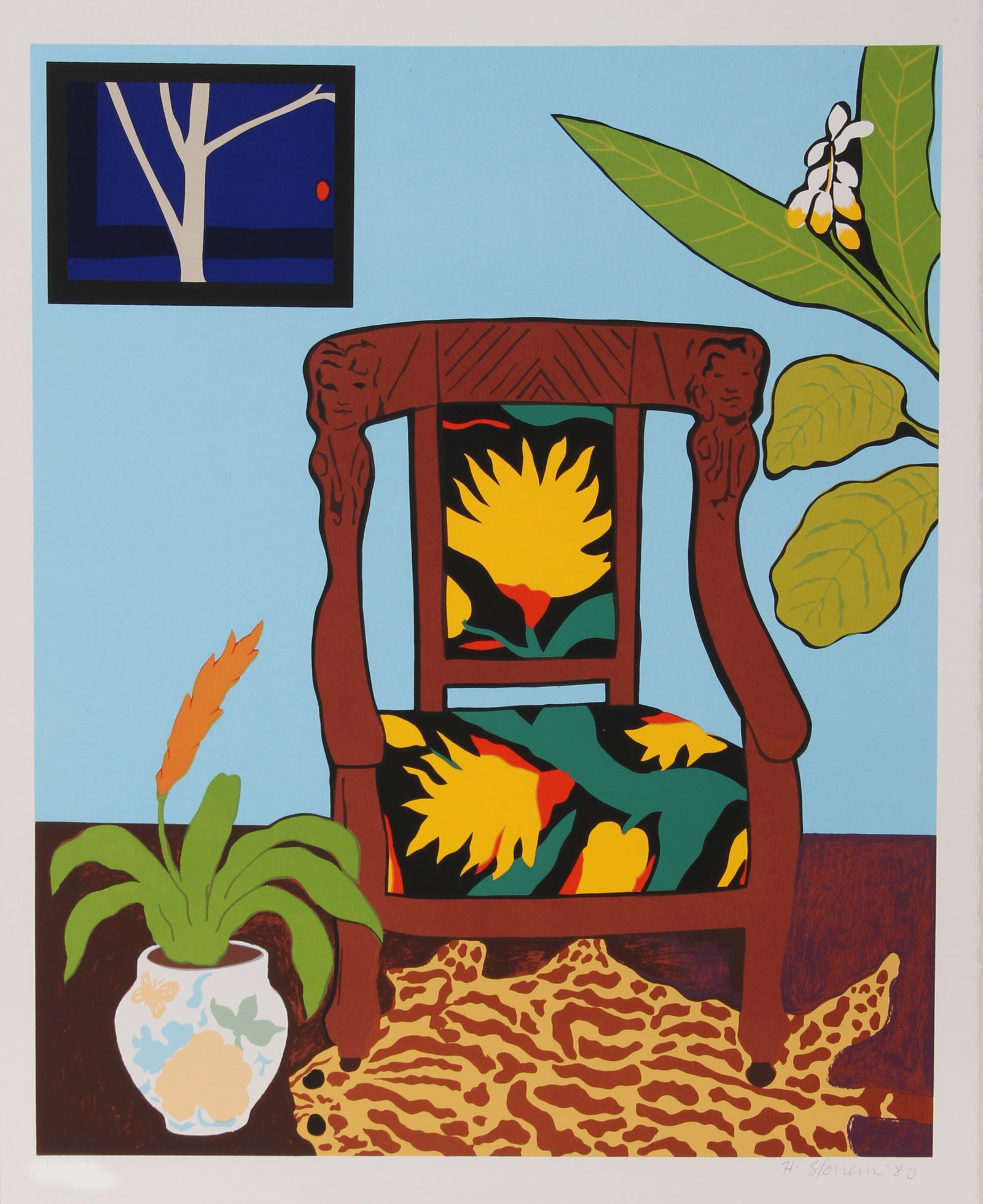 Hunt Slonem, Shell Ginger, Screenprint (1 of 2)