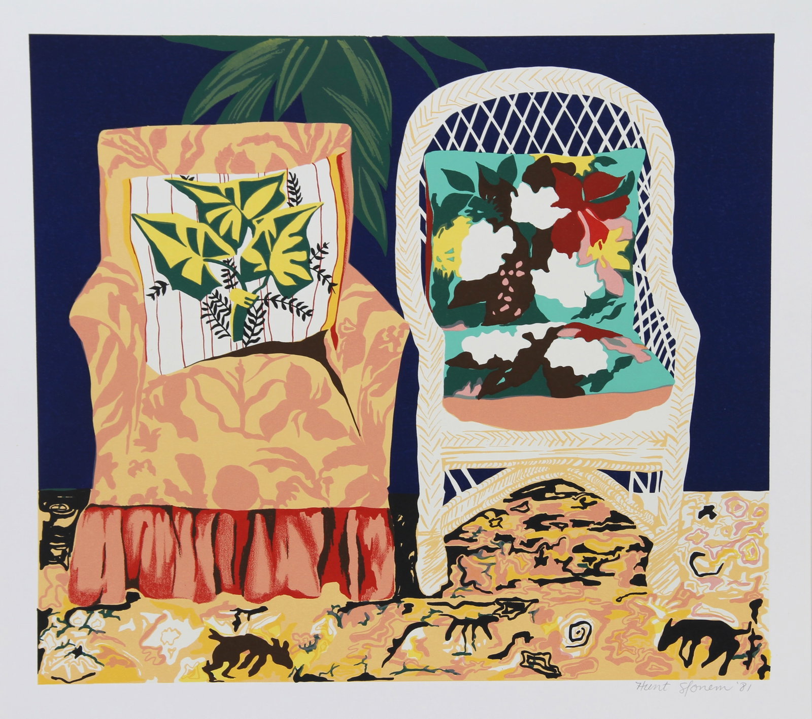 Hunt Slonem, Chair Duet, Screenprint (1 of 2)