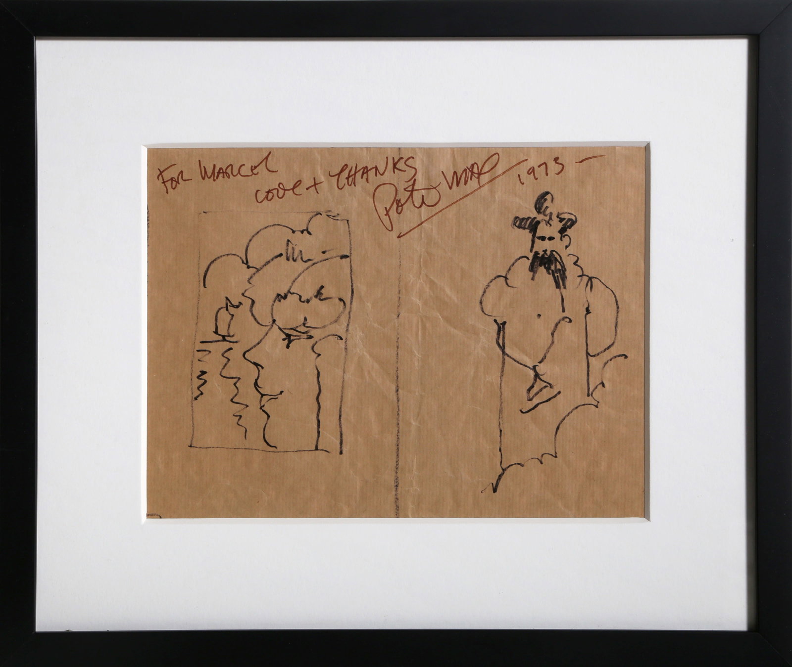 Peter Max, Sketch of Man and Woman, Marker Drawing (1 of 4)
