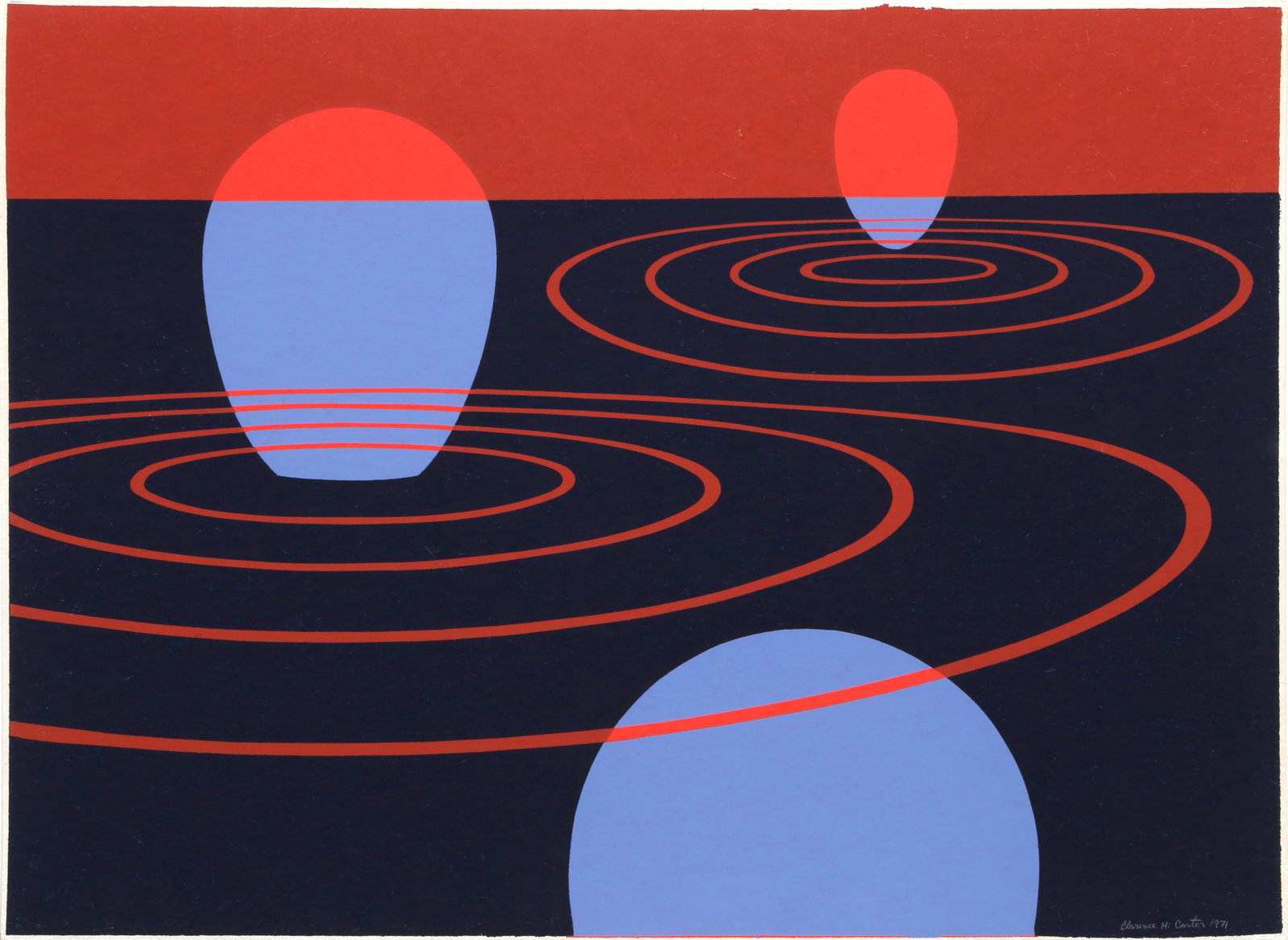 Clarence Holbrook Carter, Transection I, Screenprint: Artist: Clarence Holbrook Carter, American (1904 - 2000) Title: Transection I Year: 1971 Medium: Screenprint on Scintilla Paper, signed and numbered in pencil Edition: 75 Size: 22 x 30 in. (55.88 x 76