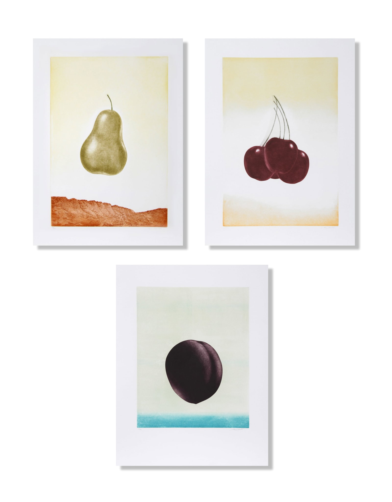 Hank Laventhol, Pear, Cherries, Plum, Suite of Three Etchings (1 of 5)