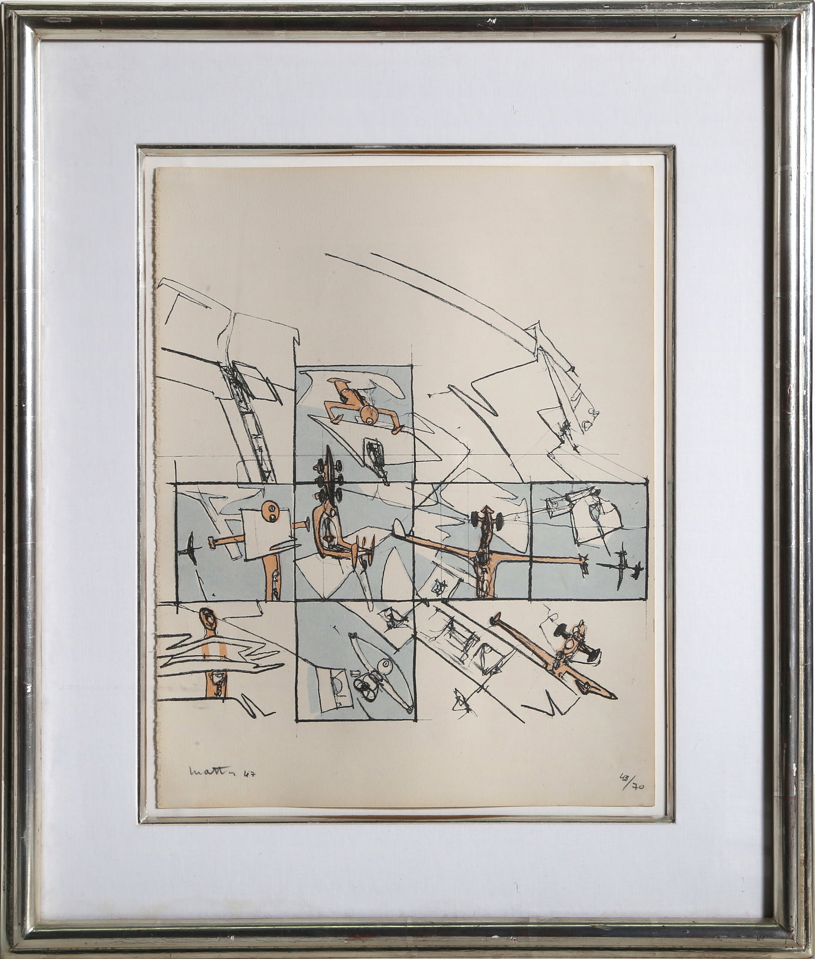 Roberto Matta, I Want To See It To Believe It, Lithograph: Artist: Roberto Matta, Chilean (1911 - 2002) Title: I Want To See It To Believe It Portfolio: Brunidor Portfolio Year: 1947 Medium: Lithograph, signed, numbered and dated in pencil Edition: 43/70 Size
