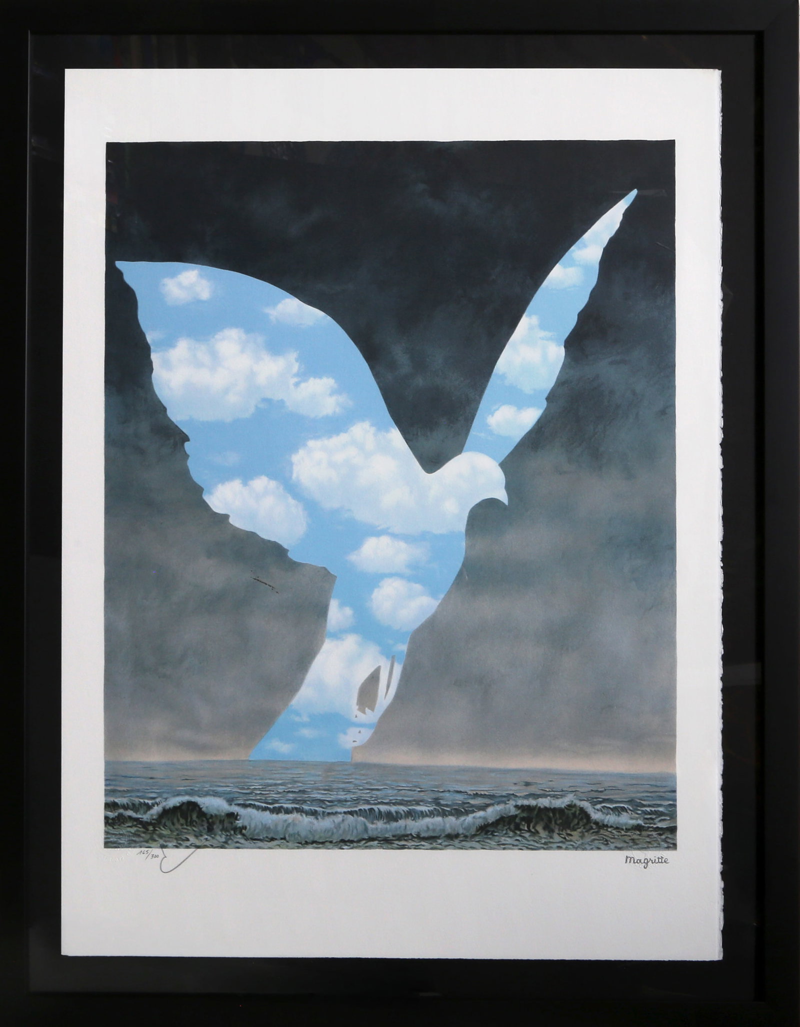 After Rene Magritte, Le Grande Famille, Lithograph: Artist: Rene Magritte, After, Belgian (1898 - 1967) Title: Le Grande Famille Year: 2004 Medium: Lithograph on BFK Rives , estate stamp signed and numbered in pencil Edition: 165/300 Image Size: 24.25 