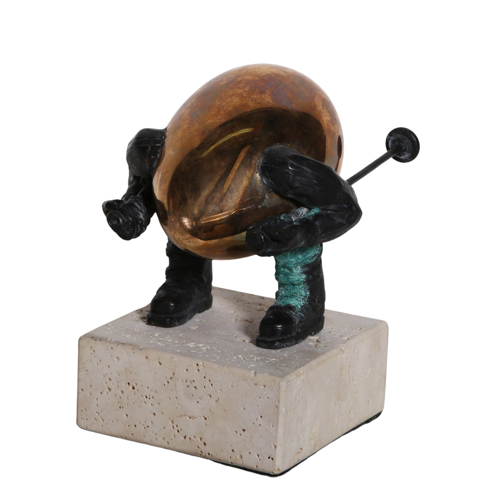 Lorenzo Quinn, Egg on the Slopes, Sculpture: Artist: Lorenzo Quinn, Italian (1966 - ) Title: Egg on the Slopes Medium: Bronze sculpture on marble base, signature, number and foundry mark inscribed on verso Edition: 28/175 Size: 5.5 x 6 x 7 in. (