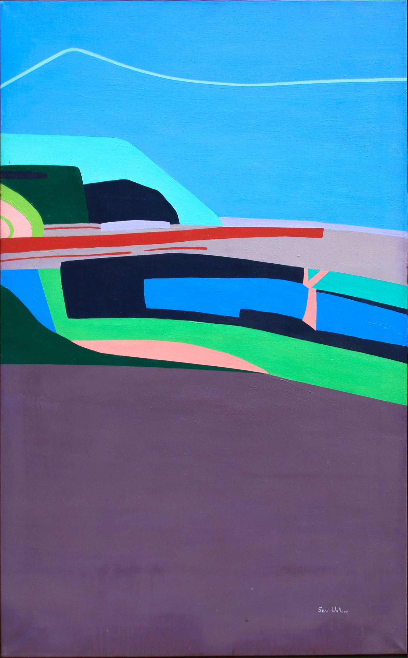 Soni Wallace, Sweet Rhapsody, Acrylic Painting: Artist: Soni Wallace, American (1926 - 2023) Title: Sweet Rhapsody Year: circa 1976 Medium: Acrylic on Canvas, signed lower right Size: 60 x 30 in. (152.4 x 76.2 cm) Description: Soni Wallace masters 