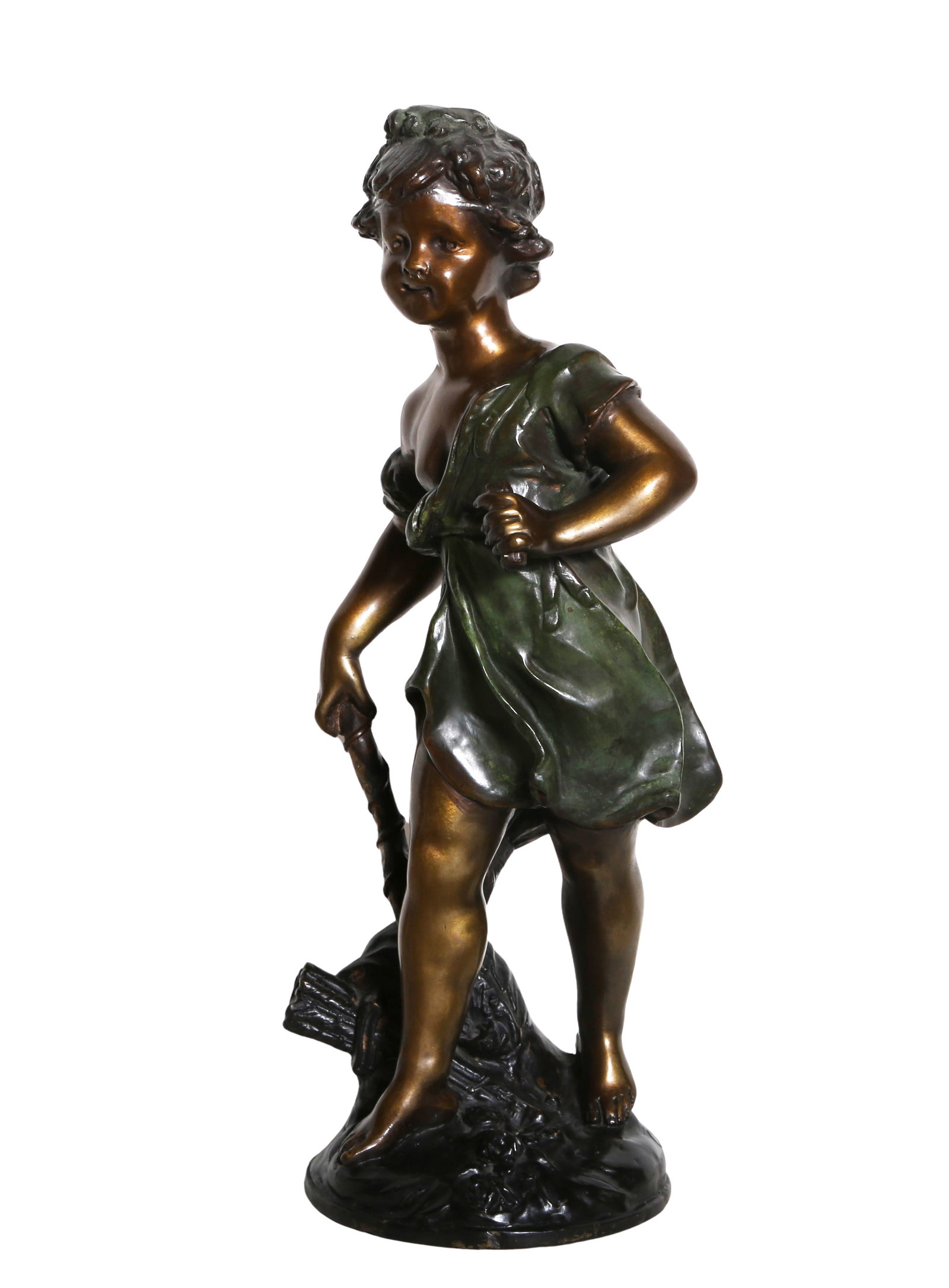 Auguste Moreau, Petit Fille, Bronze Sculpture (1 of 7)