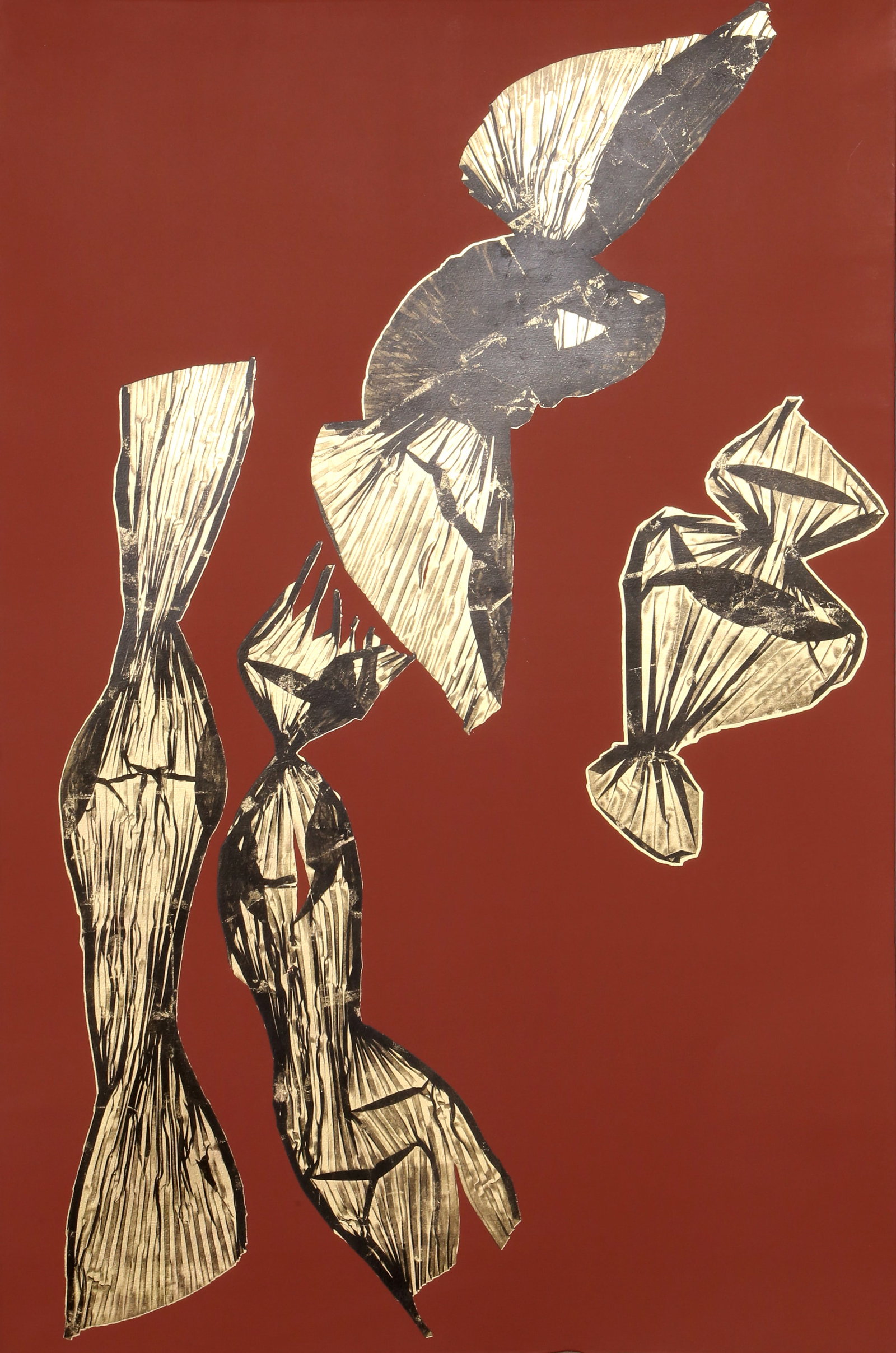 Lynda Benglis, Dual Nature (Brown), Lithograph with Gold Leaf: Artist: Lynda Benglis, American (1941 - ) Title: Dual Nature (Brown) Year: 1991 Medium: Lithograph with Gold Leaf on Hand Tinted Paper, signed and numbered verso Edition: 20, AP Size: 48 x 31.5 in. (1