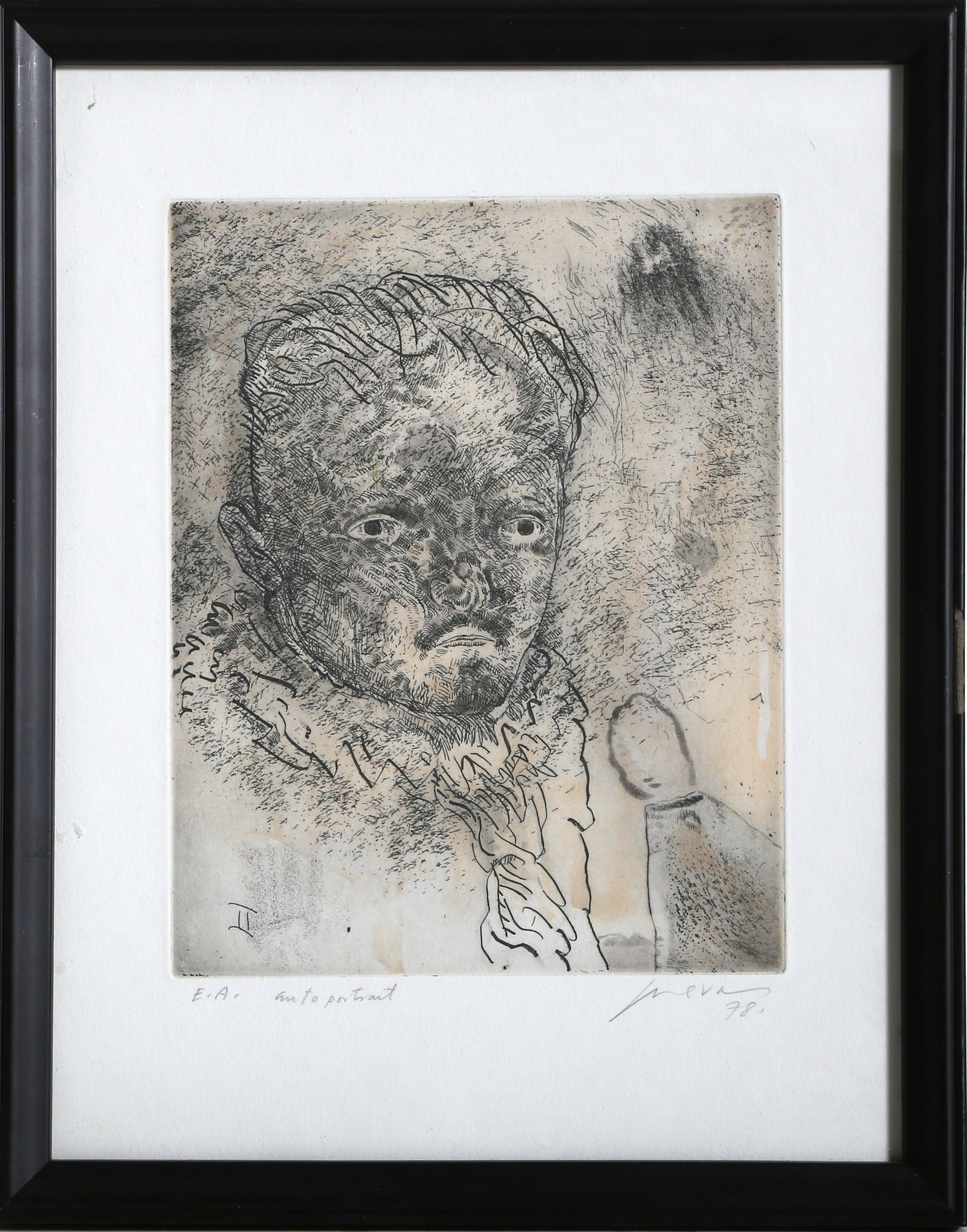Jose Luis Cuevas, Self Portrait, Etching (1 of 4)