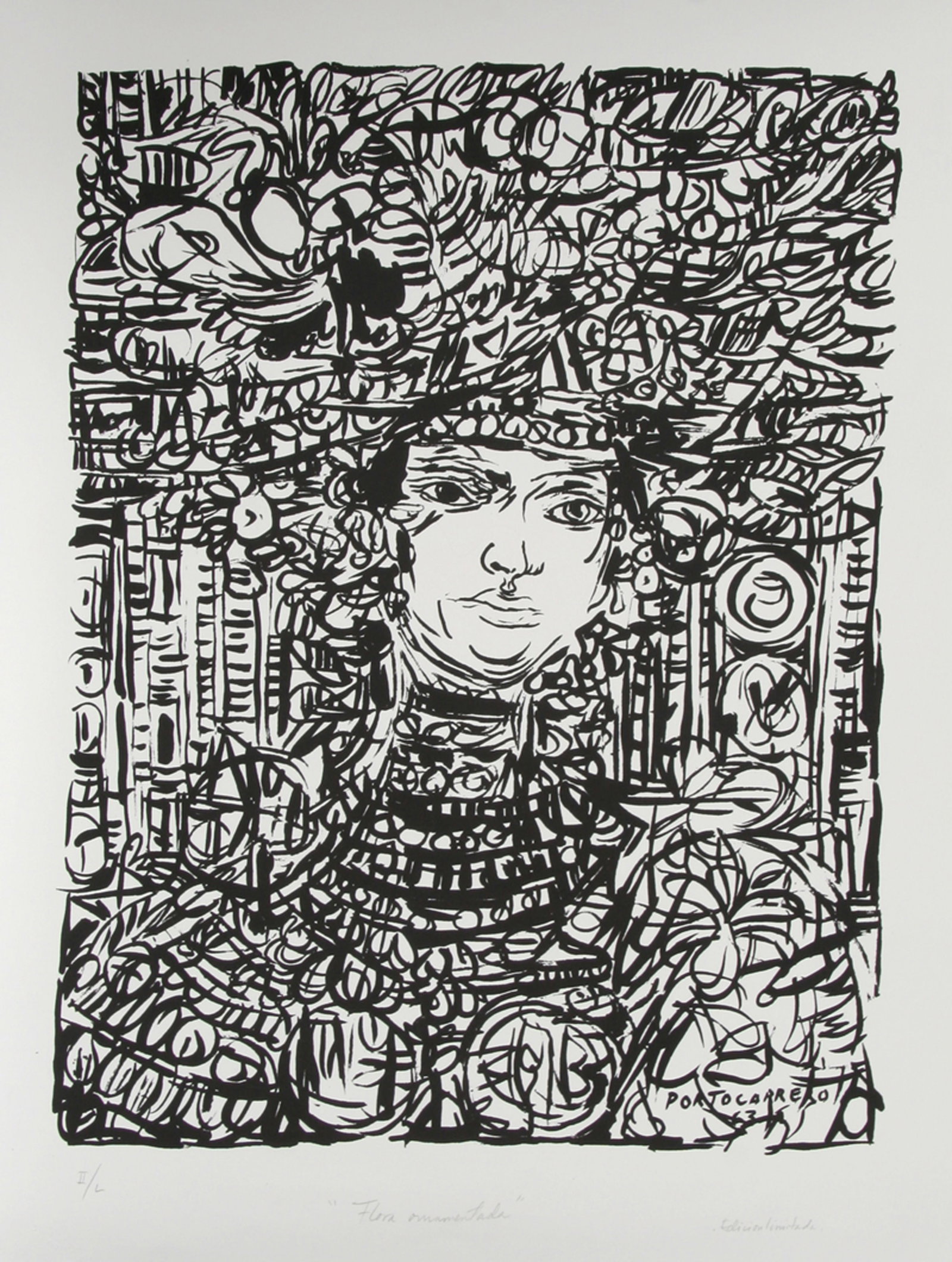 After Rene Portocarrero, Flor Ornamentada, Screenprint (1 of 1)