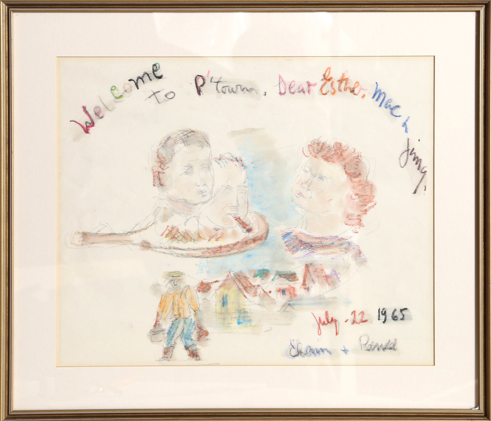 Chaim Gross, Welcome to P'town, Color Pencil Drawing (1 of 1)