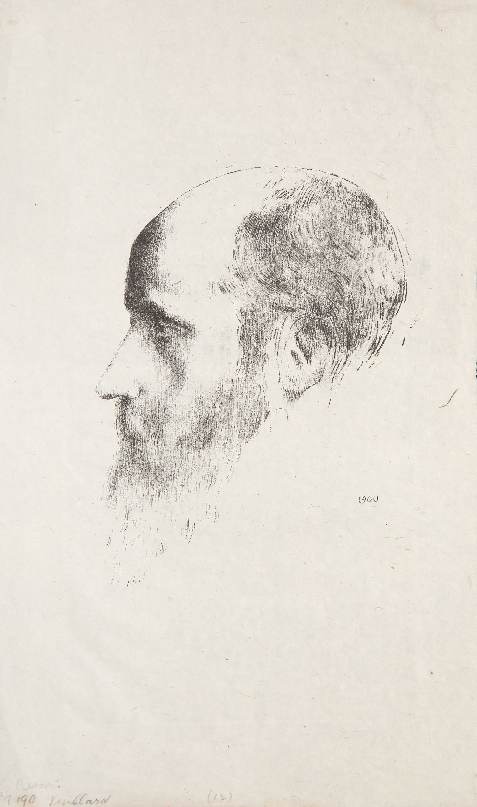 Odilon Redon, Portrait of Vuillard, Lithograph: Artist: Odilon Redon, French (1840 - 1916) Title: Portrait of Vuillard Year: circa 1900 Medium: Lithograph on Japon Image Size: 8 x 5.5 inches Size: 14.5 x 8.75 in. (36.83 x 22.23 cm) Reference: Melle