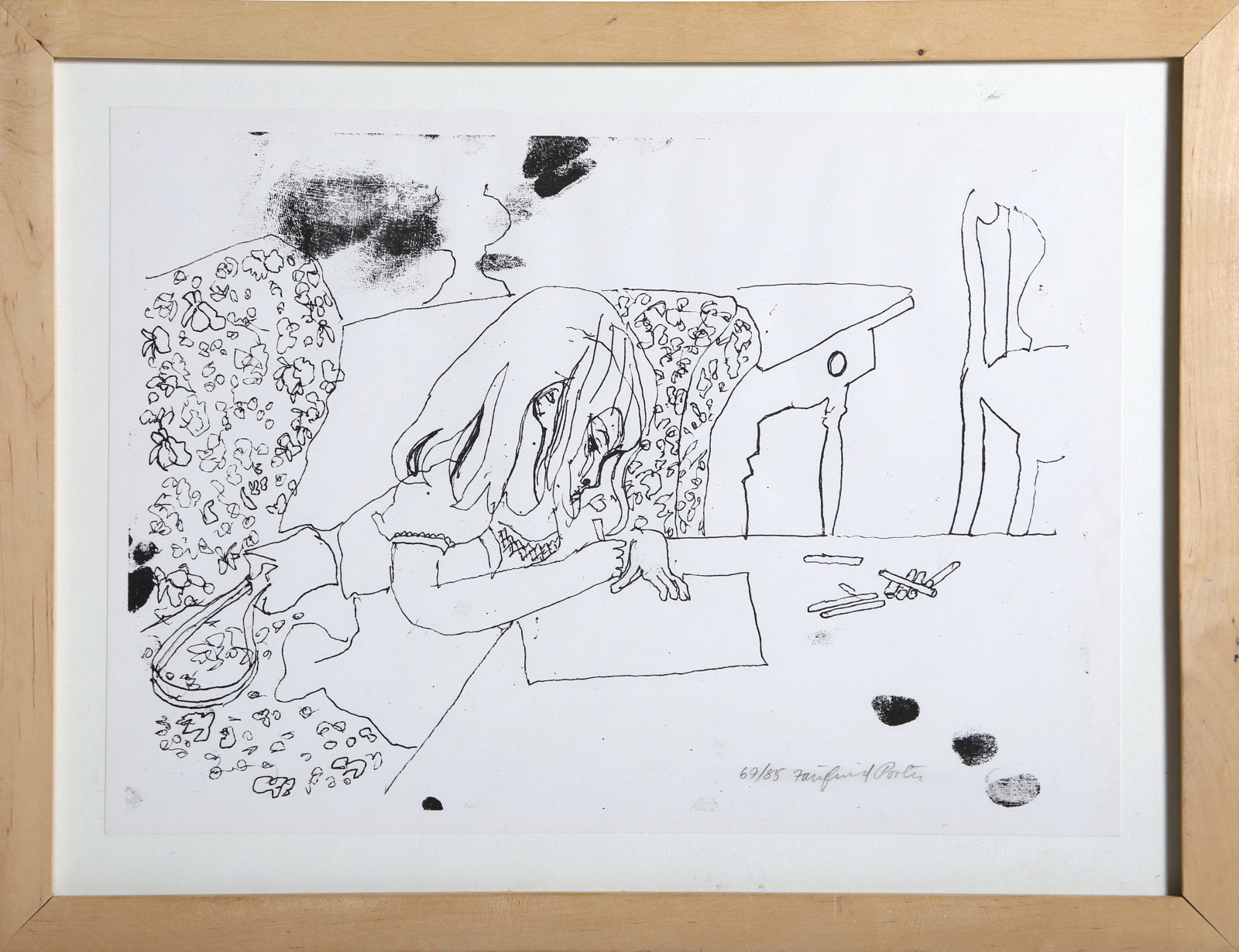 Fairfield Porter, Child Writing (Lizzie Drawing), Lithograph: Artist: Fairfield Porter, American (1907 - 1975) Title: Child Writing (Lizzie Drawing) Year: 1961 Medium: Lithograph, signed and numbered in pencil Image Size: 9.5 x 13 inches Size: 10 x 14 in. (25.4 
