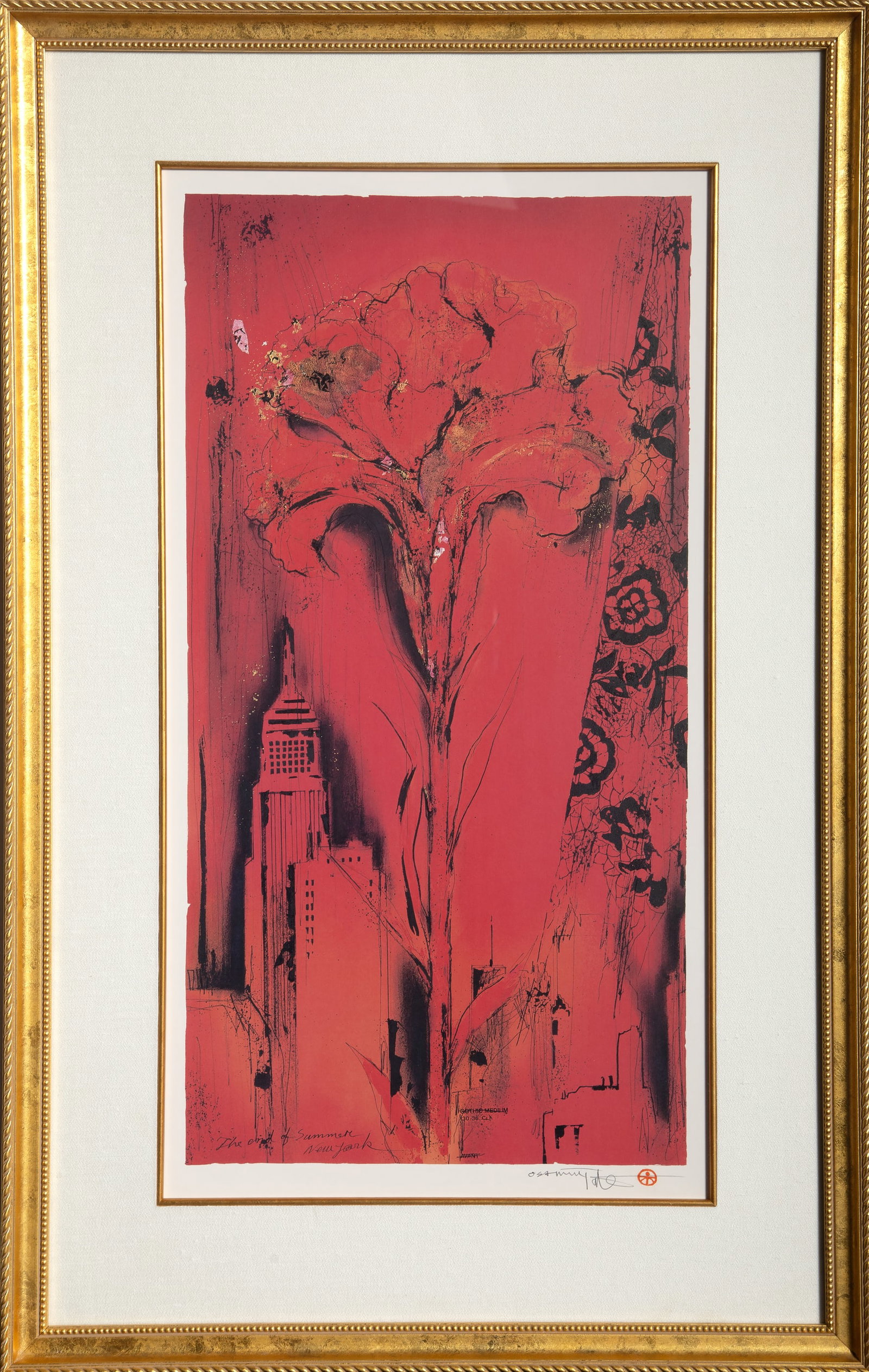 Osamu Tatematsu, The End of Summer, New York, Lithograph: Artist: Osamu Tatematsu, Japanese (1935 - ) Title: The End of Summer, New York Medium: Lithograph, titled in the plate, signed in pencil Image Size: 25.5 x 13.25 inches Size: 27 x 14.5 in. (68.58 x 36