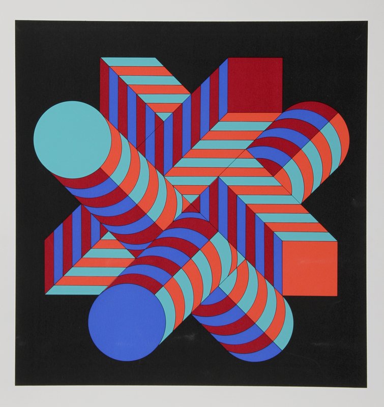Victor Vasarely, Espace, Serigraph: Artist: Victor Vasarely, Hungarian (1908 - 1997) Title: Espace Medium: Serigraph Image Size: 20.5 x 20 inches Size: 27.5 in. x 22 in. (69.85 cm x 55.88 cm)