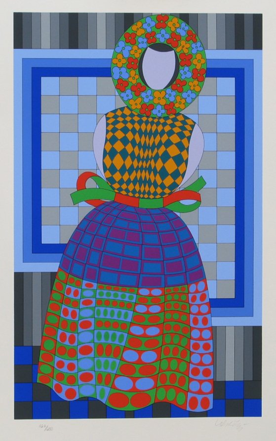 Victor Vasarely, Fille Fleur, Serigraph: Artist: Victor Vasarely, Hungarian (1908 - 1997) Title: Fille Fleur Year: circa 1980 Medium: Serigraph, signed and numbered in pencil Edition: 250 Size: 26 in. x 16 in. (66.04 cm x 40.64 cm)
