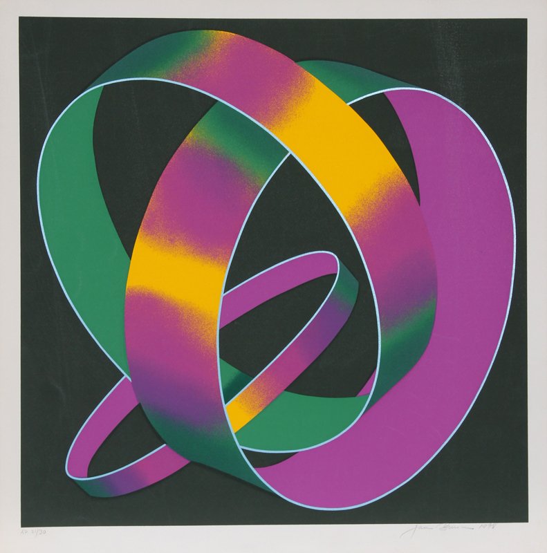 Jack Brusca, Whisper Theme: A Trilogy, Serigraph: Artist: Jack Brusca, American (1939 - 1993) Title: Whisper Theme: A Trilogy Year: 1978 Medium: Serigraph, signed and numbered in pencil Edition: 200, AP 30 Image Size: 23.5 x 23.5 inches Size: 26 in.