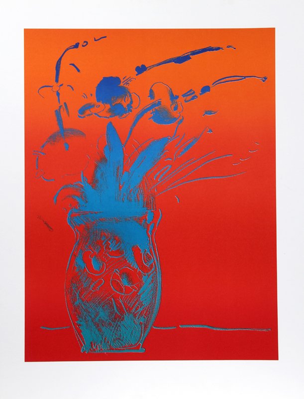 Peter Max, Blue Vase, Lithograph: Artist: Peter Max, German/American (1937 - ) Title: Blue Vase Year: 1981 Medium: Lithograph on Somerset, signed and numbered in pencil Edition: 165 Image Size: 25 x 19 inches Size: 30.5 in. x 24 in. (