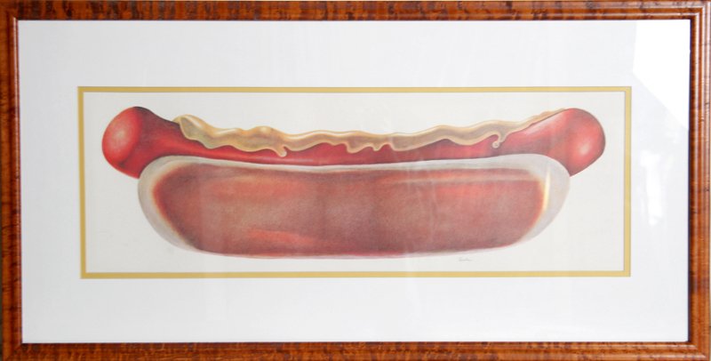 Arthur Boden, Hot Dog, Lithograph: Artist: Arthur Boden, American Title: Hot Dog Year: circa 1970 Medium: Lithograph, Signed in Pencil Size: 10 in. x 30 in. (25.4 cm x 76.2 cm) Frame Size: 20 x 39 inches