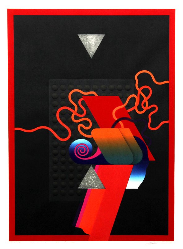 Akira Kurosaki, Forbidden Venture, Woodcut: Artist: Akira Kurosaki, Japanese (Manchuria, 1937 - ) Title: Forbidden Venture Year: 1976 Medium: Woodcut, signed and numbered in pencil Edition: 62/75 Image Size: 22 x 16 inches Size: 27 x 20 in. (68