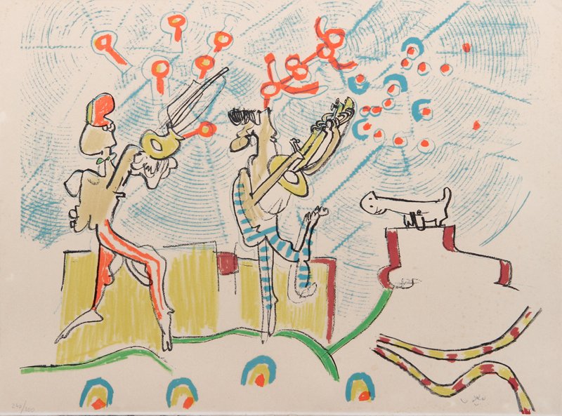 Roberto Matta, Les Annales du son, Lithograph : Artist: Roberto Matta, Chilean (1911 - 2002) Title: Les Annales du son Year: 1971 Medium: Lithograph on Arches Paper, signed and numbered in pencil Edition: 240/300 Size: 19.5 x 23.5 in. (49.53 x 59.6