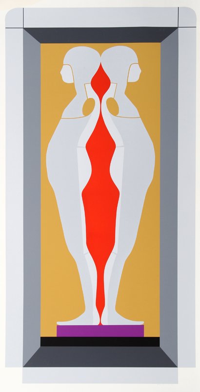 Ernest Tino Trova, Four Foot Falling Man, Silkscreen: Artist: Ernest Tino Trova, American (1927 - 2009) Title: Four Foot Falling Man Year: 1973 Medium: Silkscreen, signed and numbered in pencil Edition: 76/150 Image Size: 64 x 32.5 inches Size: 70 x 38 i