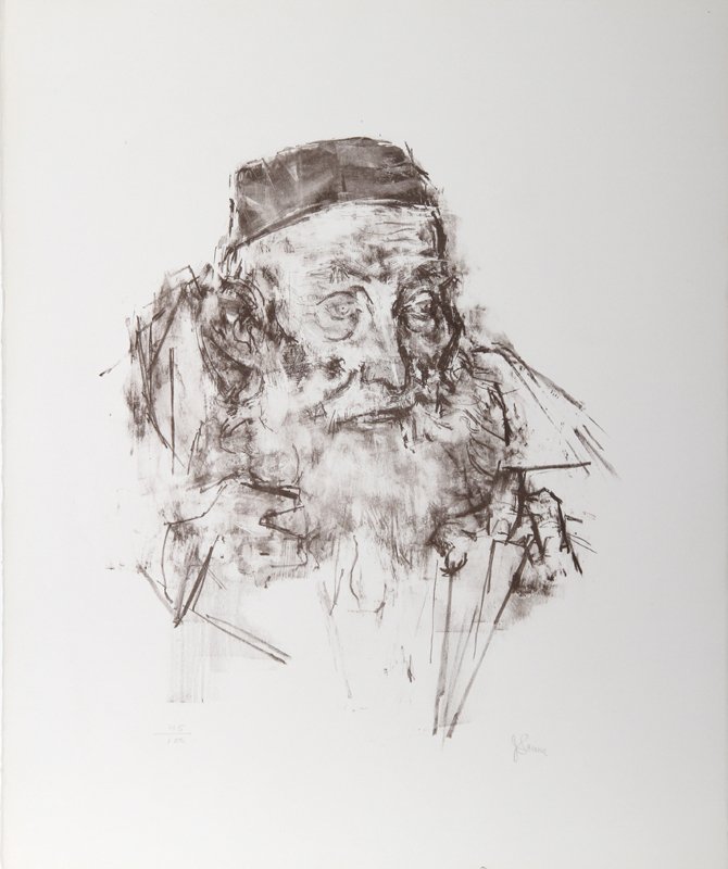 Jack Levine, Shammai, Lithograph: Artist: Jack Levine, American (1915 - 2010) Title: Shammai Medium: Lithograph on Arches, signed and numbered in pencil Edition: 45/100 Image Size: 18.5 x 16 inches Size: 27 x 22.5 in. (68.58 x 57.15 c