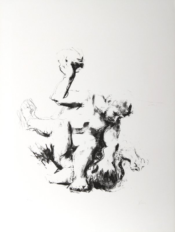 Jack Levine, Cain and Abel, Lithograph: Artist: Jack Levine, American (1915 - 2010) Title: Cain and Abel Year: circa 1975 Medium: Lithograph, signed and numbered in pencil Edition: 23/125 Size: 30 x 22.5 in. (76.2 x 57.15 cm)