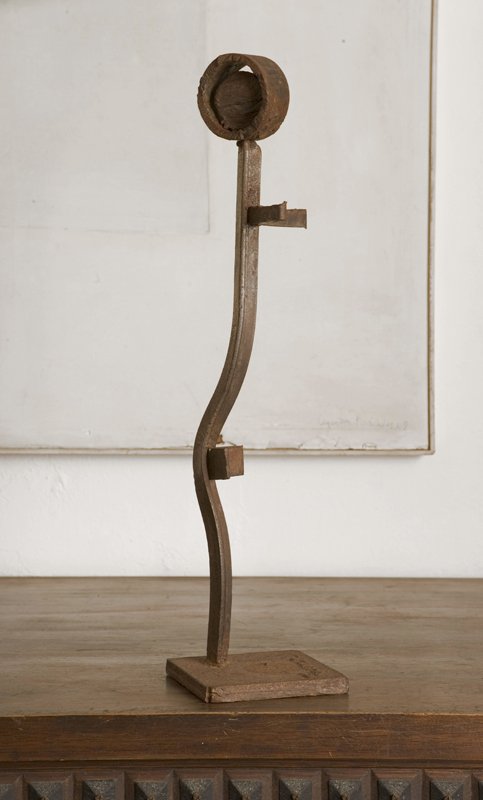 Rafael Ferrer, Figure, Iron Sculpture: Artist: Rafael Ferrer, Puerto Rican (1933 - ) Title: Figure Year: circa 1970 Medium: Iron Sculpture, signed on Base Size: 18 in. x 6 in. x 6 in. (45.72 cm x 15.24 cm x 15.24 cm)