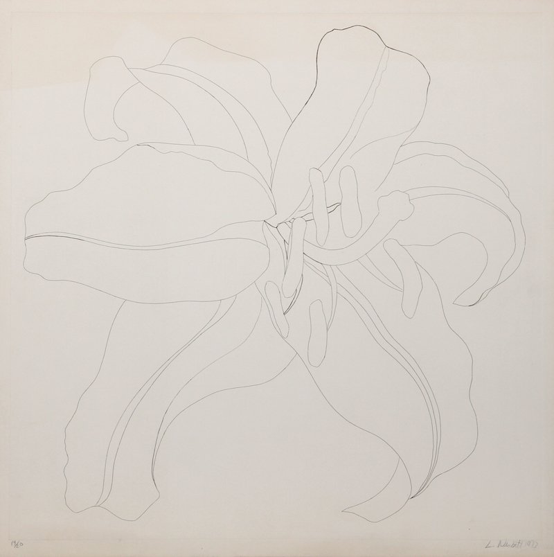 Lowell Blair Nesbitt, Flowers 3, Etching: Artist: Lowell Blair Nesbitt, American (1933 - 1993) Title: Flowers 3 Year: 1973 Medium: Etching, signed and numbered in pencil Edition: 19/20 Size: 31.5 x 31.5 in. (80.01 x 80.01 cm)