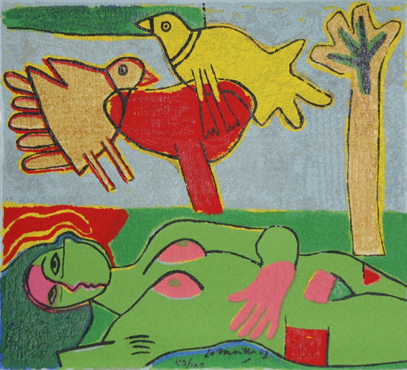 Corneille, Eternal Song of Summer I, Terragraph: Artist: Corneille, Belgian (1922 - 2010) Title: Eternal Song of Summer I Year: 2003 Medium: Terragraph, Signed and numbered in ink Edition: 120 Size: 15.5 in. x 14 in. (39.37 cm x 35.56 cm)