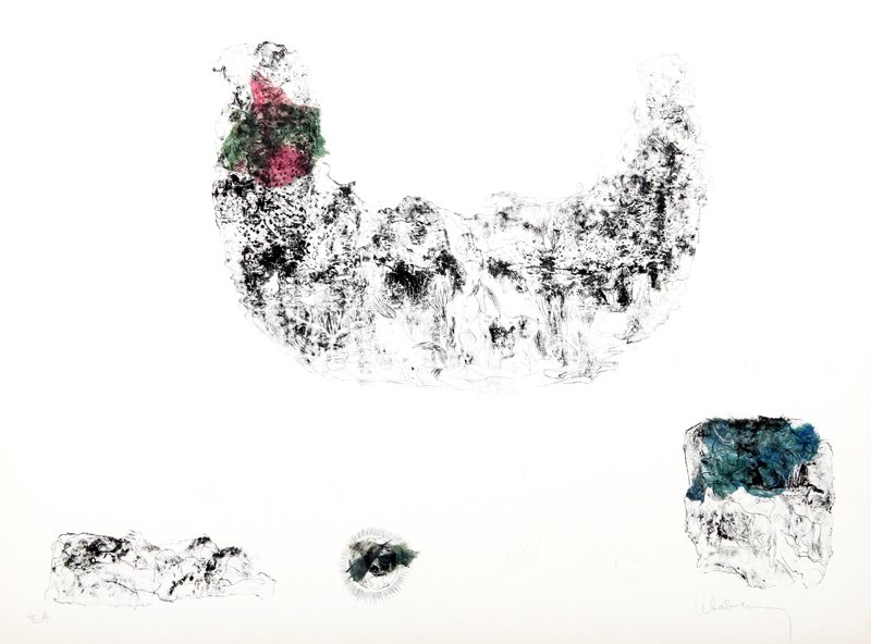 Lebadang, Horses - Variation 3 (Pink, Green, and Blue),: Artist: Lebadang, Vietnamese (1922 - ) Title: Horses - Variation 3 (Pink, Green, and Blue) Medium: Hand-Colored Lithograph, signed in pencil Edition: EA Size: 22.5 x 30 in. (57.15 x 76.2 cm)