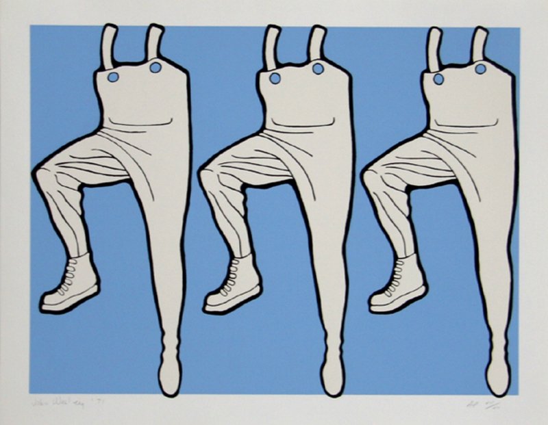 John Wesley, Whats Going on in the Halls?, Serigraph: Artist: John Wesley, American (1928 - ) Title: Whats Going on in the Halls? Year: 1972 Medium: Serigraph, signed and numbered in pencil Edition: 53/150 Size: 14 x 18 in. (35.56 x 45.72 cm)