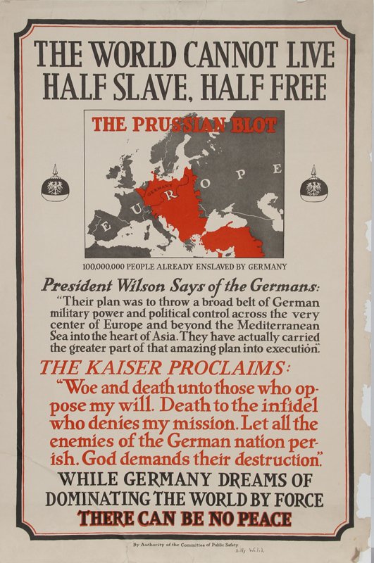 Billy Welsh, The Prussian Blot, Poster: Artist: Billy Welsh, American Title: The Prussian Blot Year: circa 1918 Medium: Poster mounted to Board Size: 30 in. x 20 in. (76.2 cm x 50.8 cm)