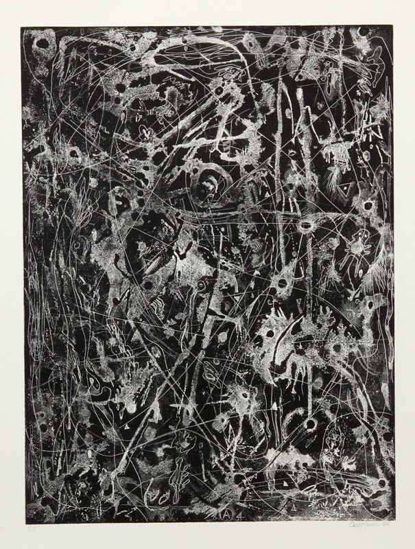 Alfonso Ossorio, Abstract 7, Etching: Artist: Alfonso Ossorio, Filipino (1916 - 1990) Title: Untitled 7 Year: 1984 Medium: Etching, signed and numbered in pencil Edition: PP Image Size: 24 x 17.75 inches Size: 31 x 21 in. (78.74 x 53.34 c