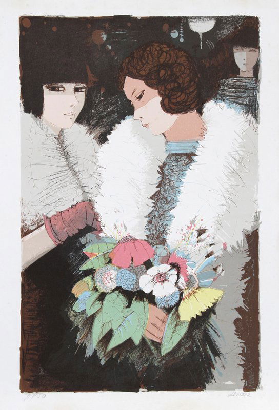 Charles Levier, Woman with Bouquet 2, Lithograph: Artist: Charles Levier, French (1920 - 2003) Title: Woman with Bouquet 2 Year: circa 1977 Medium: Lithograph ,signed and numbered in pencil Edition: AP 50 Image Size: 25 x 18 inches Size: 29 in. x 23