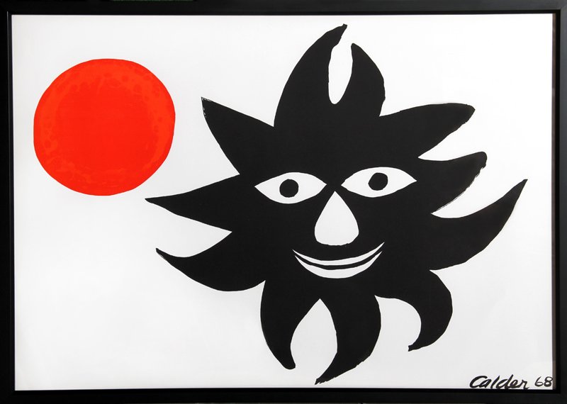 Alexander Calder, Red Sun, Lithograph: Artist: Alexander Calder, American (1898 - 1976) Title: Red Sun Year: 1968 Medium: Lithograph, signed in the plate Size: 24.5 x 35 in. (62.23 x 88.9 cm) Frame Size: 26 x 36.5 inches