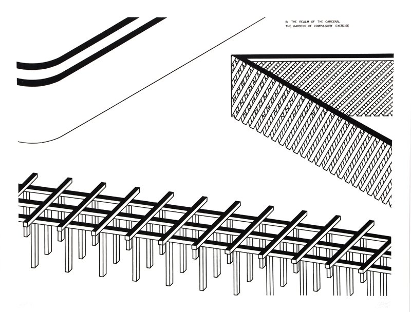 Robert Morris, In the Realm of the Carceral: The: Artist: Robert Morris, American (1931 - ) Title: In the Realm of the Carceral: The Gardens of Compulsory Exercise Year: 1978 Medium: Etching with Aquatint, signed and numbered in pencil Edition: AP 11