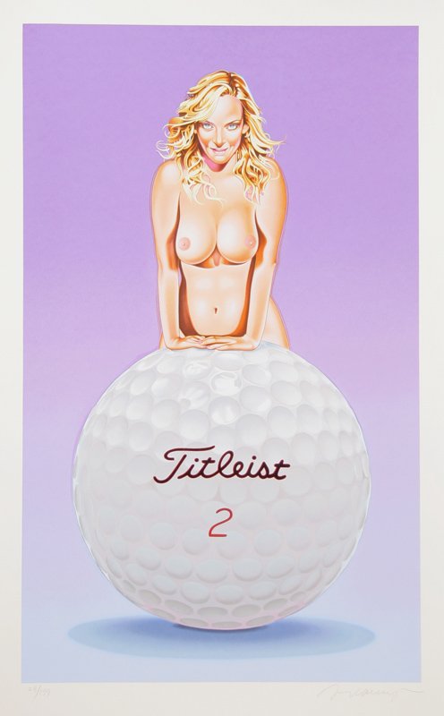 Mel Ramos, Titleist Tillie, Lithograph: Artist: Mel Ramos, American (1935 - ) Title: Titleist Tillie Year: 2007 Medium: Lithograph, signed and numbered in pencil Edition: 199 Size: 45 in. x 30 in. (114.3 cm x 76.2 cm)
