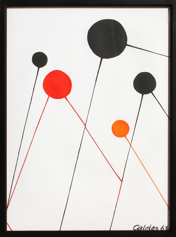 Alexander Calder, Balloons, Lithograph: Artist: Alexander Calder, American (1898 - 1976) Title: Balloons Year: 1968 Medium: Lithograph, signed in the plate Size: 30 in. x 22 in. (76.2 cm x 55.88 cm) Frame Size: 31.5 x 23.5 inches