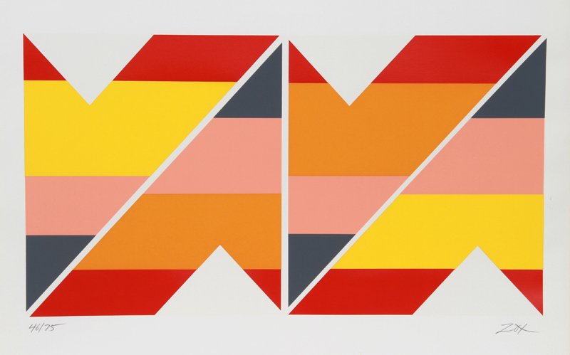Larry Zox, Series IV, Silkscreen: Artist: Larry Zox, American (1937 - 2006) Title: Series IV Year: circa 1970 Medium: Silkscreen on BFK Rives, signed and numbered in pencil Edition: 46/75 Image Size: 12 x 22 inches Size: 21.5 in. x 25
