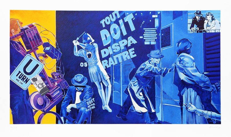Jacques Monory, Tout Doit Disparaitre, Lithograph: Artist: Jacques Monory, French (1934 - ) Title: Tout Doit Disparaitre Year: 2002 Medium: Lithograph, signed and numbered in pencil Edition: 34/199 Image Size: 17 x 31 inches Size: 23 x 35.5 in. (58.42
