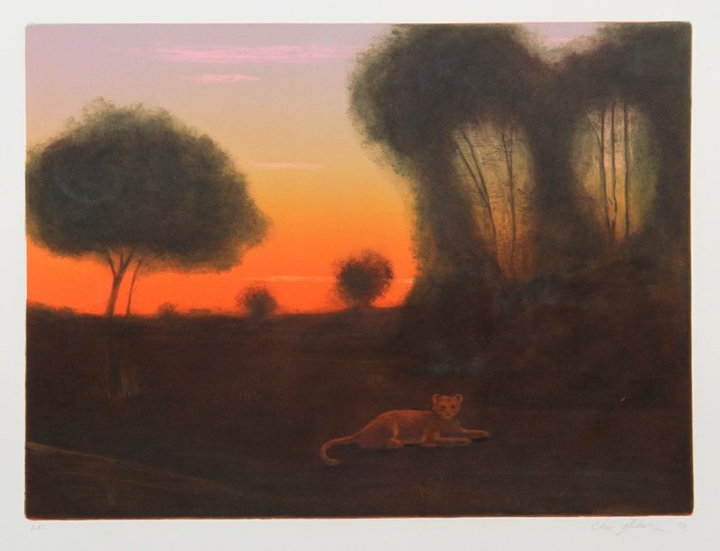 Chris Pfister, Resting, Etching: Artist: Chris Pfister, American (1957 - ) Title: Resting Year: 1990 Medium: Etching, signed and numbered in pencil Edition: BAT Image Size: 17.75 x 23.5 inches Size: 22.25 x 29.75 in. (56.52 x 75.57 c